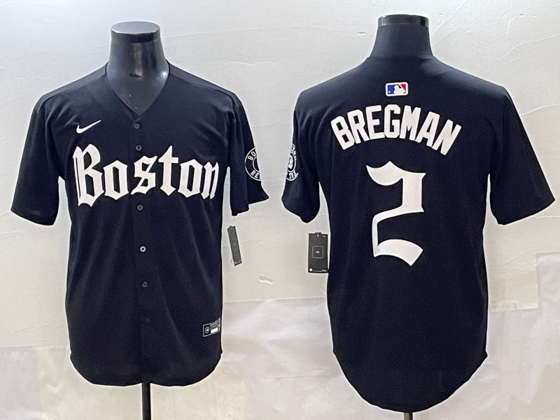 Men 2025 Boston Red Sox #2 Bregman Black Five generations Joint Name Nike MLB Jersey style 20